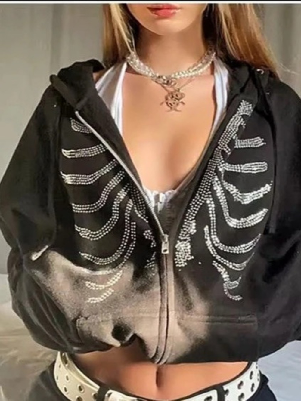 Women's Black & White Bomber Jacket Like New